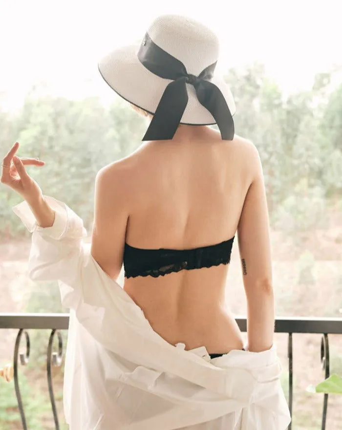 Black Adjustable Strap Lacey Sexy Deep V Lingerie Set