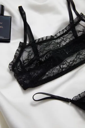 Black Lace Bralette Set