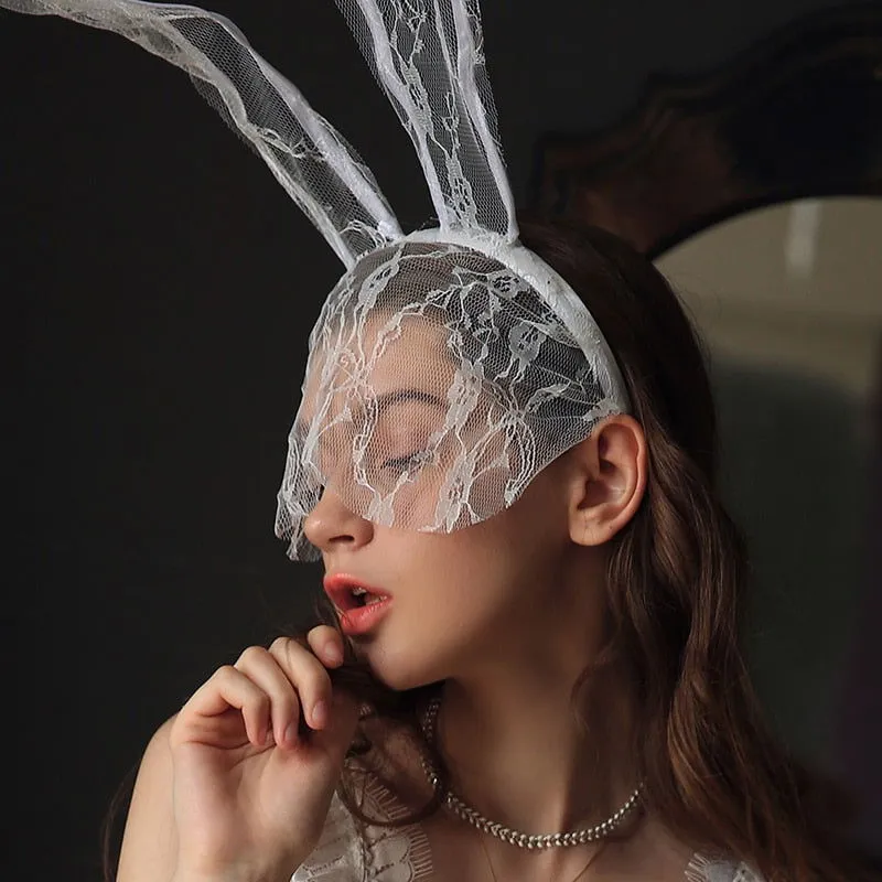 Black Lace Veil with Headwear