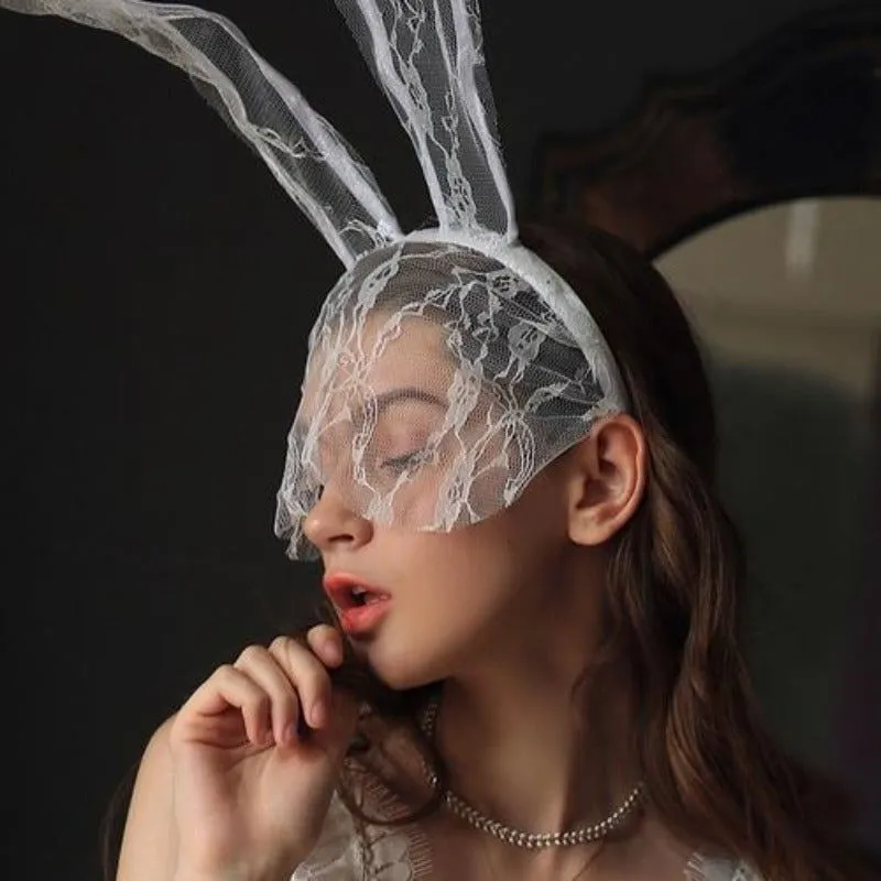 Black Lace Veil with Headwear
