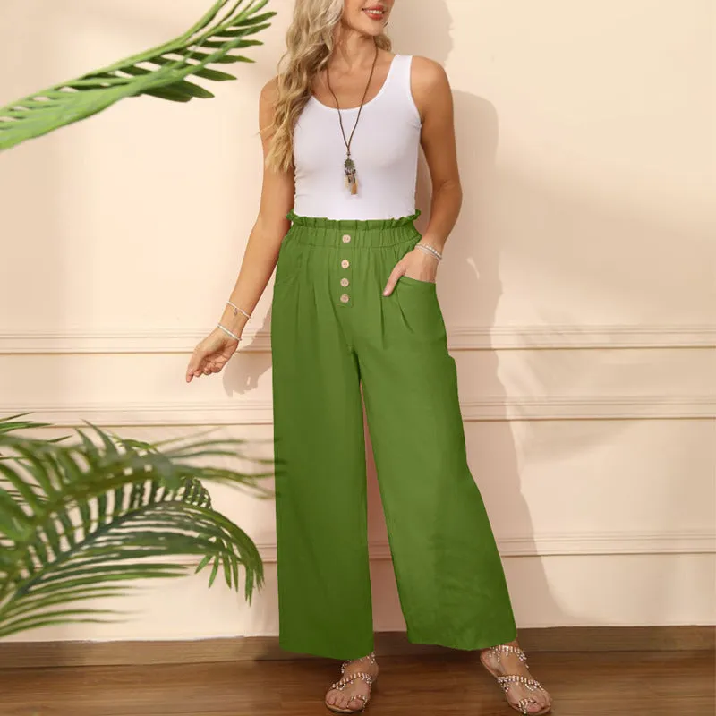 Detachable Adjustable Suspender Pants Pure Cotton Casual Straight-leg