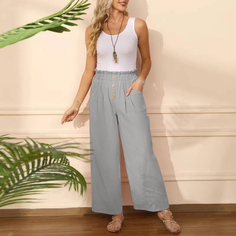 Detachable Adjustable Suspender Pants Pure Cotton Casual Straight-leg