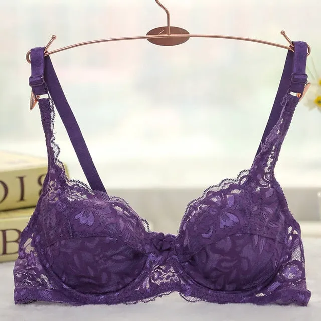 Fashion Women Sexy Lace Bra Deep V Push Up Brassiere Shaping Padded Bras Underwear Embroidery Lingerie plus size bra A B C D Cup