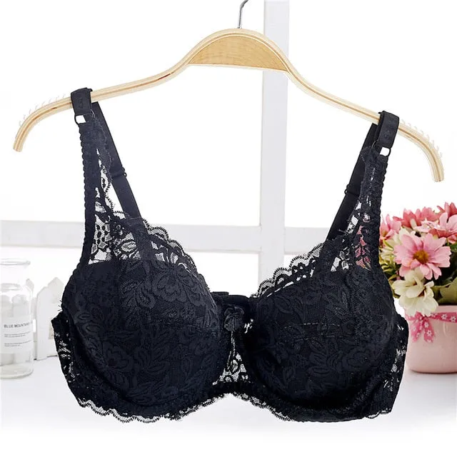 Fashion Women Sexy Lace Bra Deep V Push Up Brassiere Shaping Padded Bras Underwear Embroidery Lingerie plus size bra A B C D Cup