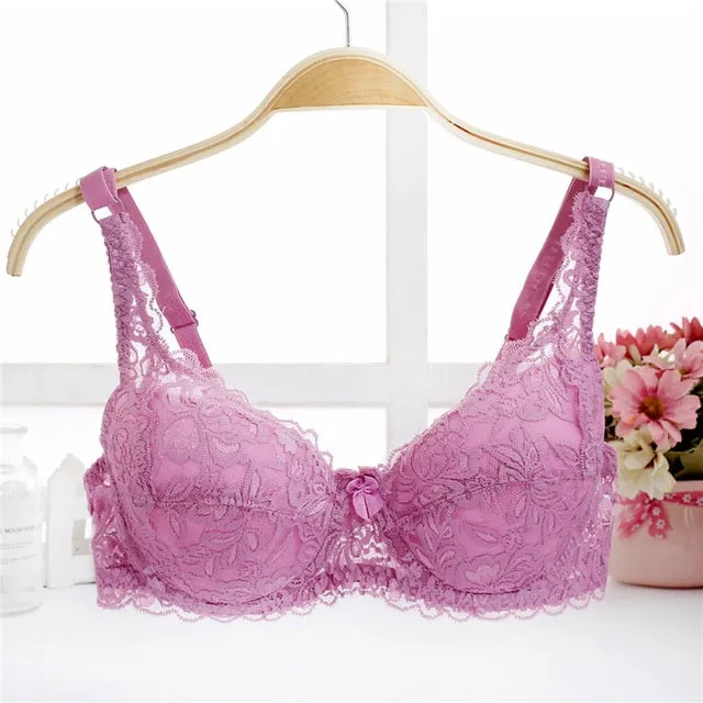 Fashion Women Sexy Lace Bra Deep V Push Up Brassiere Shaping Padded Bras Underwear Embroidery Lingerie plus size bra A B C D Cup