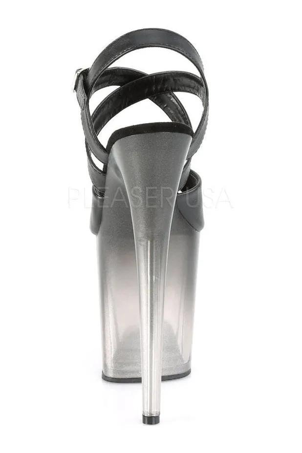 FLAMINGO-822T Exotic Platform Sandal | Black Faux Leather
