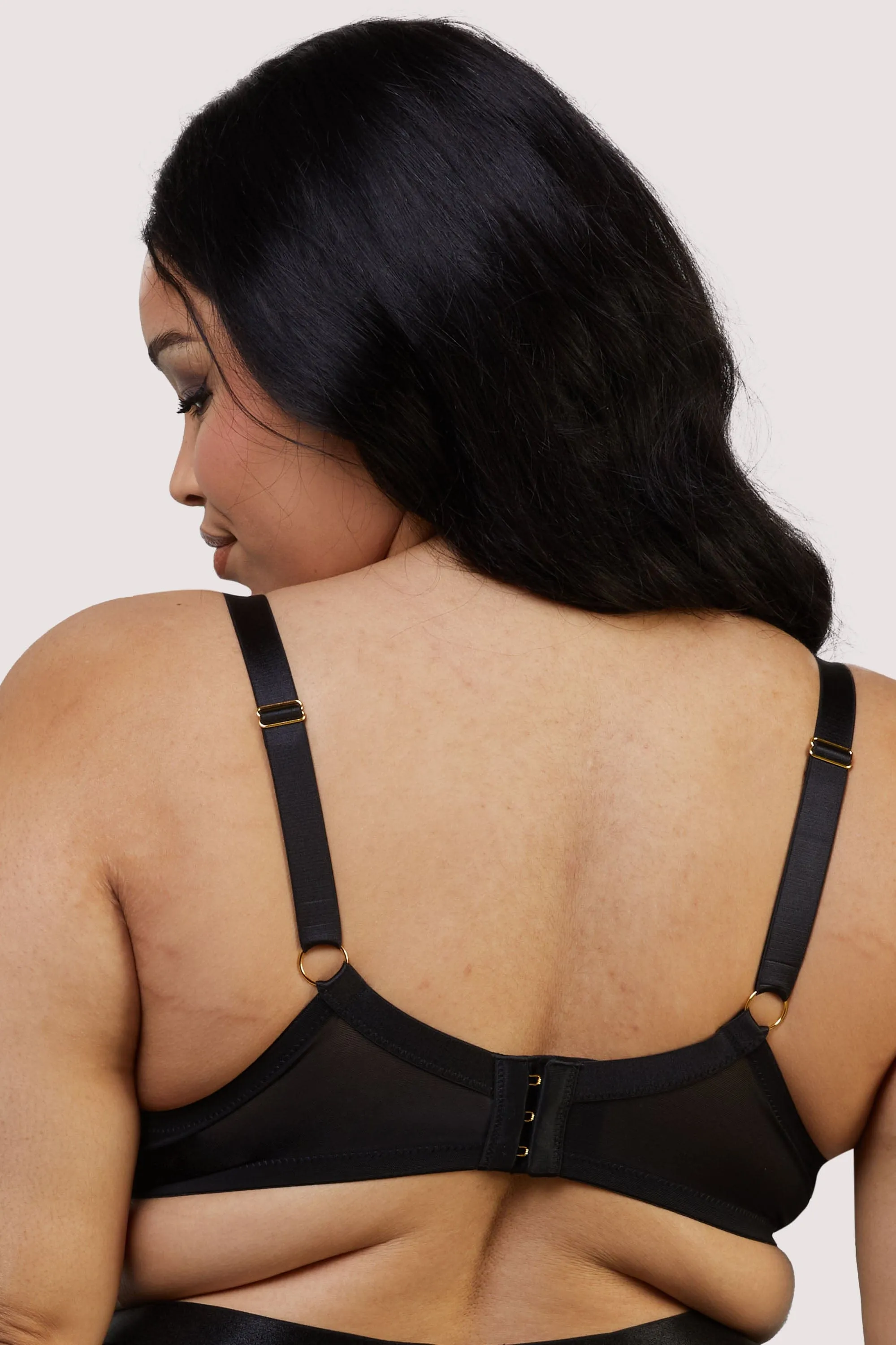 Haley Black Fishnet Panelled Balconette Bra