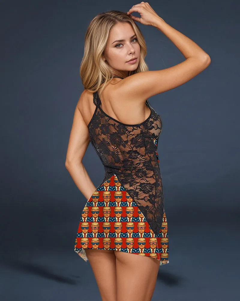 Independence Day Lace Graffiti Mini Dress