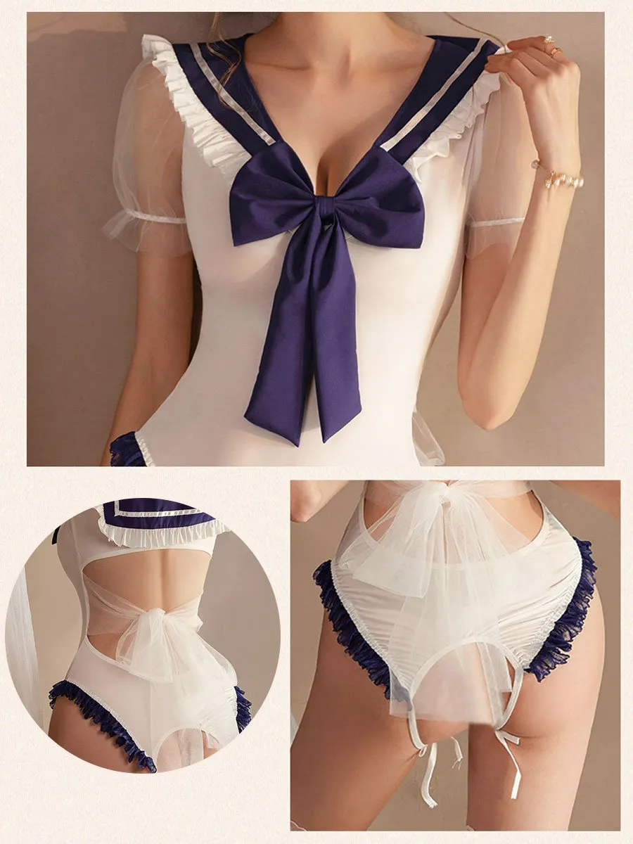 Japanese Style Crotchless Teddy Lingerie