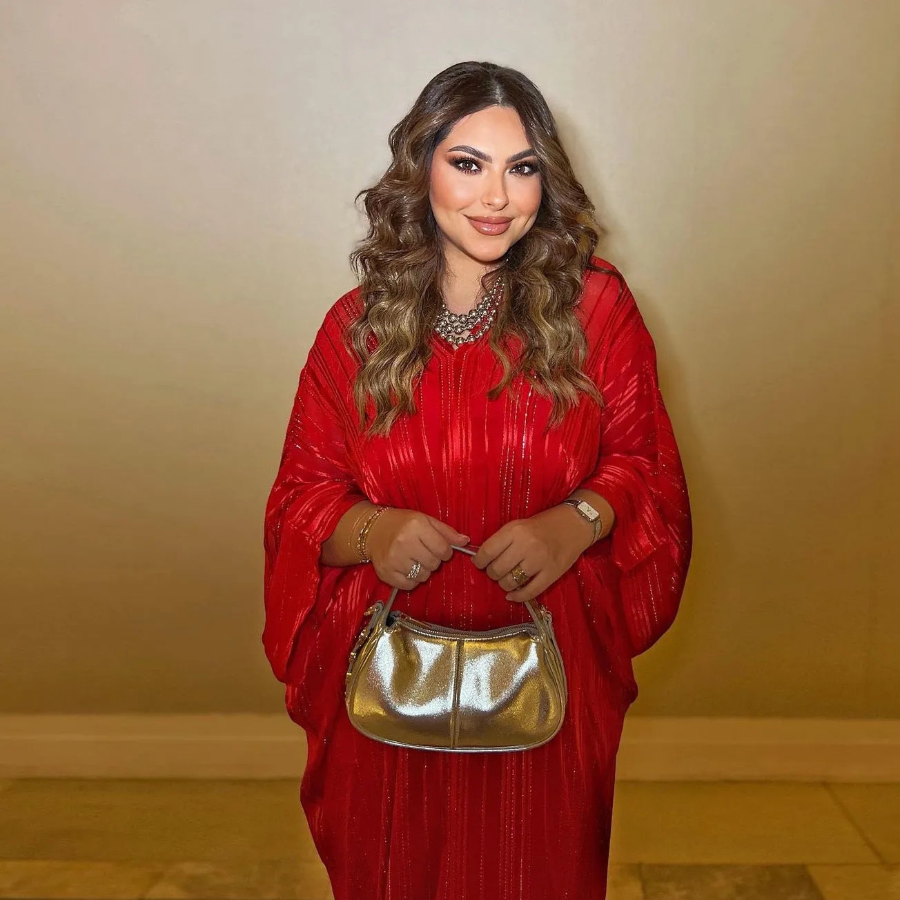 jawhara Shiny Figured Cloth Robe Two-piece Set