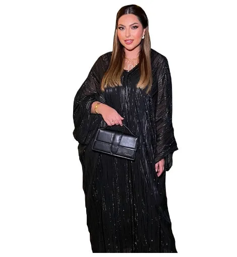 jawhara Shiny Figured Cloth Robe Two-piece Set