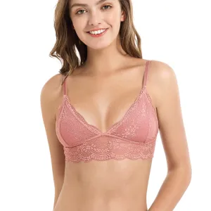 Ladies Lace Bralette Bra Top Sexy Halter Lingerie Underwear Intimate Bra 3/4 Cups Crop Top Unlined Soft Bras Translucent