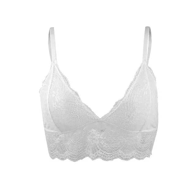 Ladies Lace Bralette Bra Top Sexy Halter Lingerie Underwear Intimate Bra 3/4 Cups Crop Top Unlined Soft Bras Translucent
