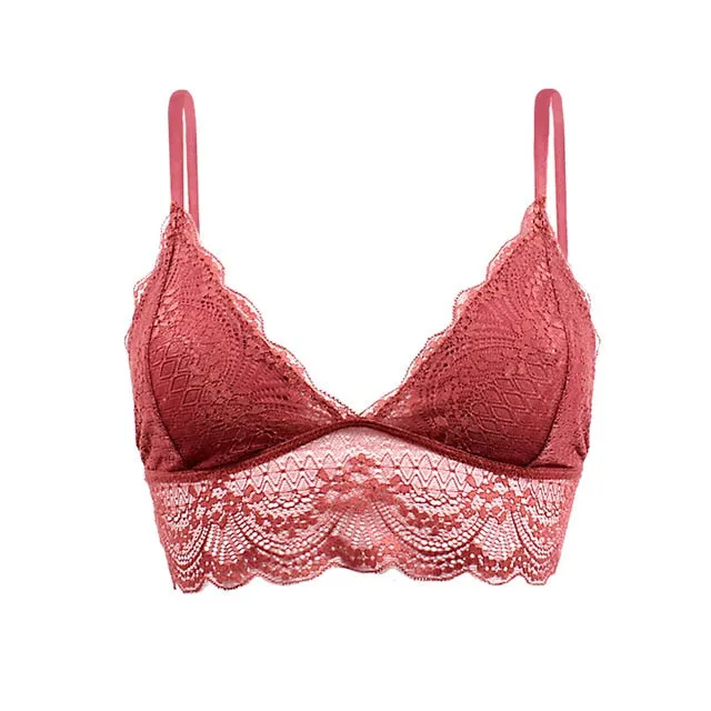 Ladies Lace Bralette Bra Top Sexy Halter Lingerie Underwear Intimate Bra 3/4 Cups Crop Top Unlined Soft Bras Translucent
