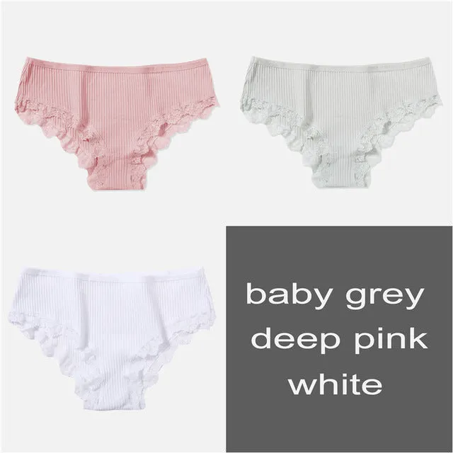 M-XL Women's Panties 3Pcs/Set Cotton Solid Color Girl Briefs Sexy Lingerie Female Underwear Ladies Underpants Women Intimate New