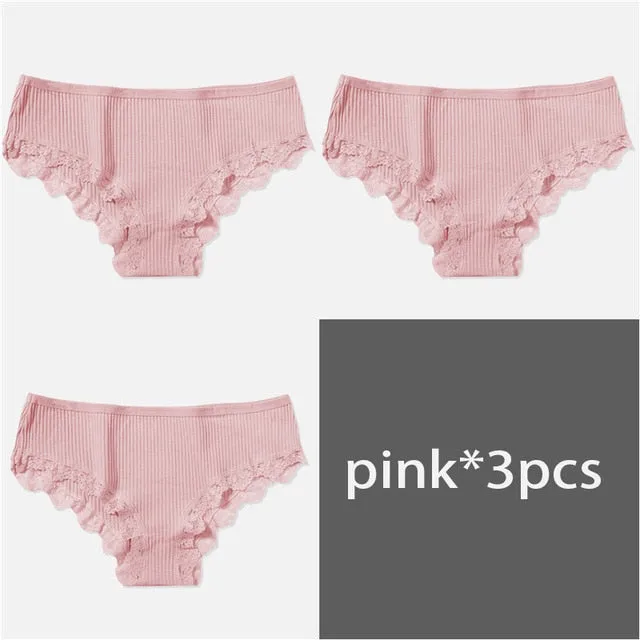 M-XL Women's Panties 3Pcs/Set Cotton Solid Color Girl Briefs Sexy Lingerie Female Underwear Ladies Underpants Women Intimate New