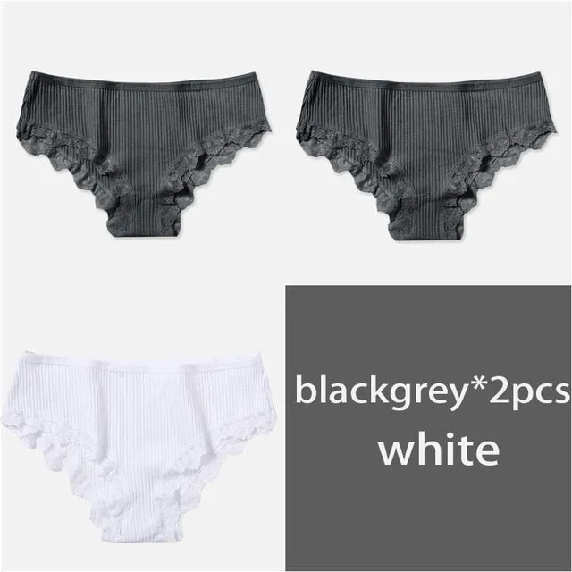 M-XL Women's Panties 3Pcs/Set Cotton Solid Color Girl Briefs Sexy Lingerie Female Underwear Ladies Underpants Women Intimate New