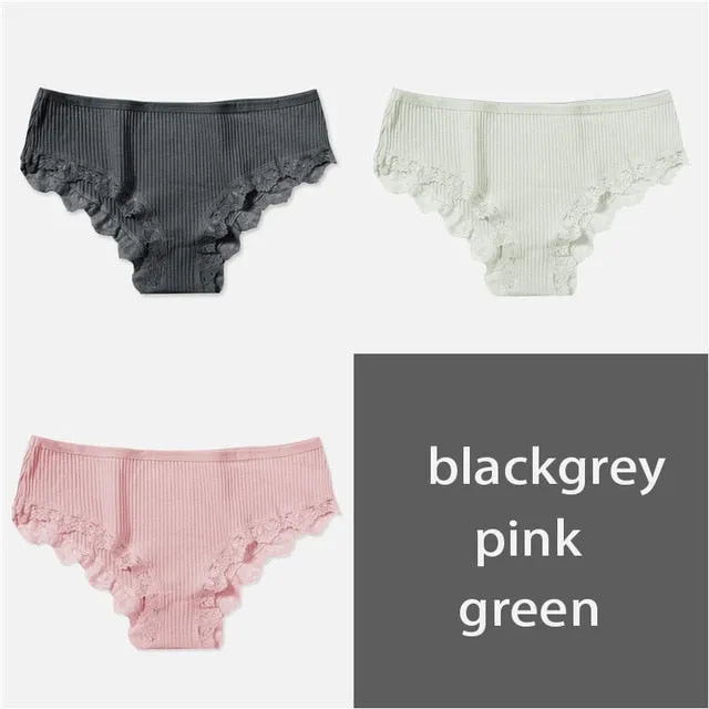 M-XL Women's Panties 3Pcs/Set Cotton Solid Color Girl Briefs Sexy Lingerie Female Underwear Ladies Underpants Women Intimate New