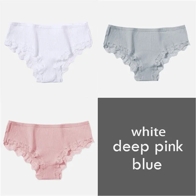 M-XL Women's Panties 3Pcs/Set Cotton Solid Color Girl Briefs Sexy Lingerie Female Underwear Ladies Underpants Women Intimate New