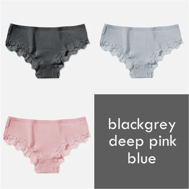 M-XL Women's Panties 3Pcs/Set Cotton Solid Color Girl Briefs Sexy Lingerie Female Underwear Ladies Underpants Women Intimate New