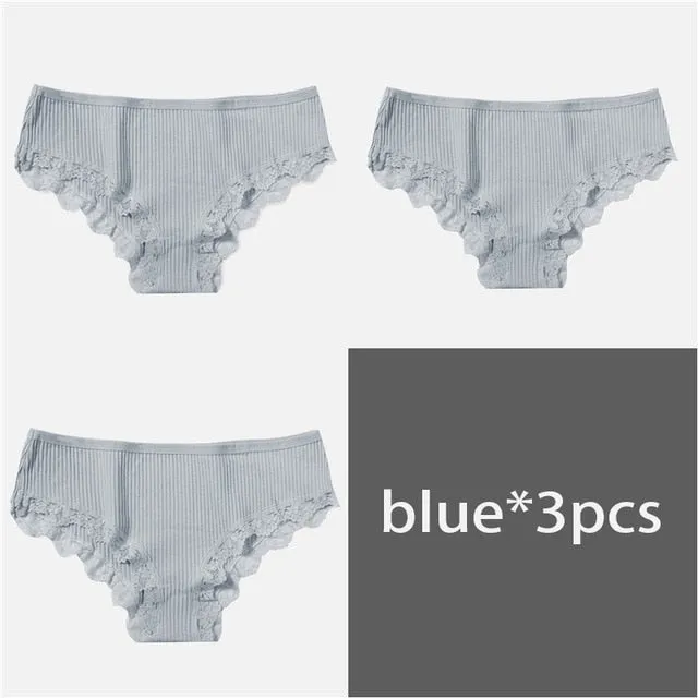 M-XL Women's Panties 3Pcs/Set Cotton Solid Color Girl Briefs Sexy Lingerie Female Underwear Ladies Underpants Women Intimate New