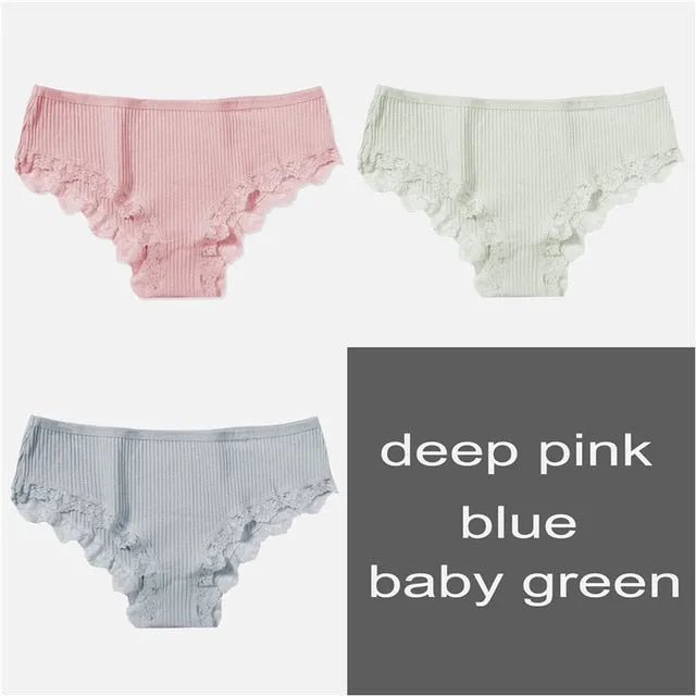 M-XL Women's Panties 3Pcs/Set Cotton Solid Color Girl Briefs Sexy Lingerie Female Underwear Ladies Underpants Women Intimate New