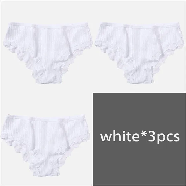 M-XL Women's Panties 3Pcs/Set Cotton Solid Color Girl Briefs Sexy Lingerie Female Underwear Ladies Underpants Women Intimate New