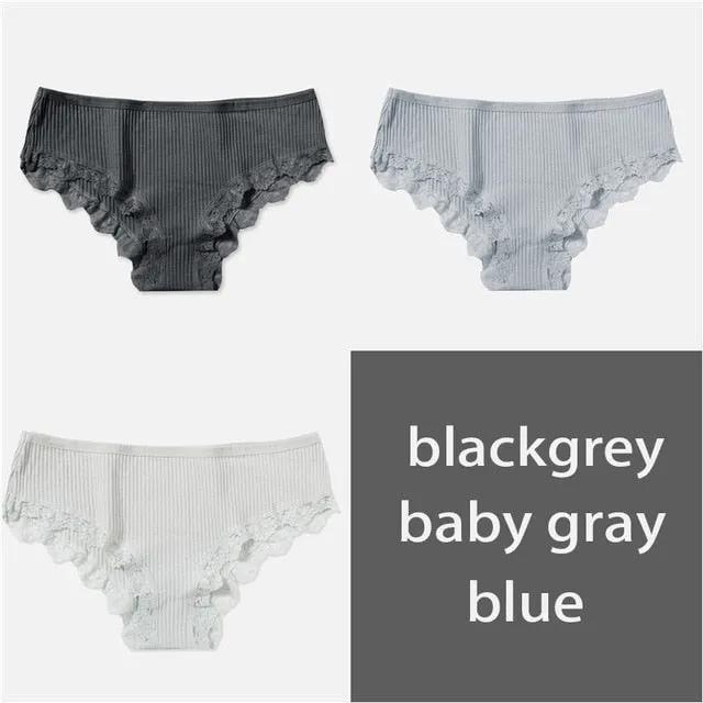 M-XL Women's Panties 3Pcs/Set Cotton Solid Color Girl Briefs Sexy Lingerie Female Underwear Ladies Underpants Women Intimate New