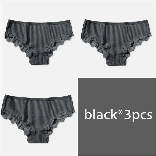 M-XL Women's Panties 3Pcs/Set Cotton Solid Color Girl Briefs Sexy Lingerie Female Underwear Ladies Underpants Women Intimate New