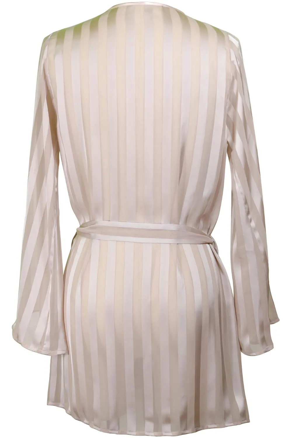 Nude Striped Chiffon Robe