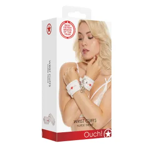 Ouch! Nurse Theme Adjustable Wrist Cuffs White