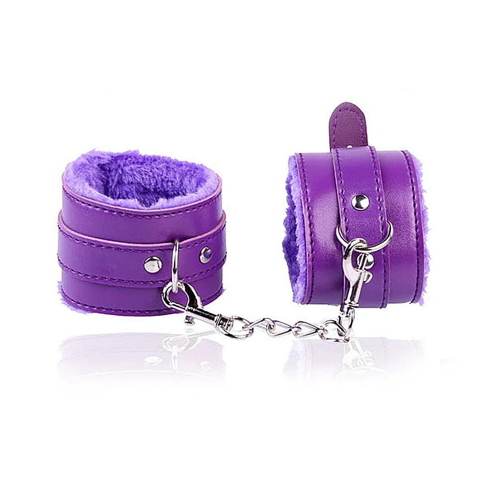 PU Leather and Furry Handcuffs Adjustable Buckle Shackle Cosplay Accessory
