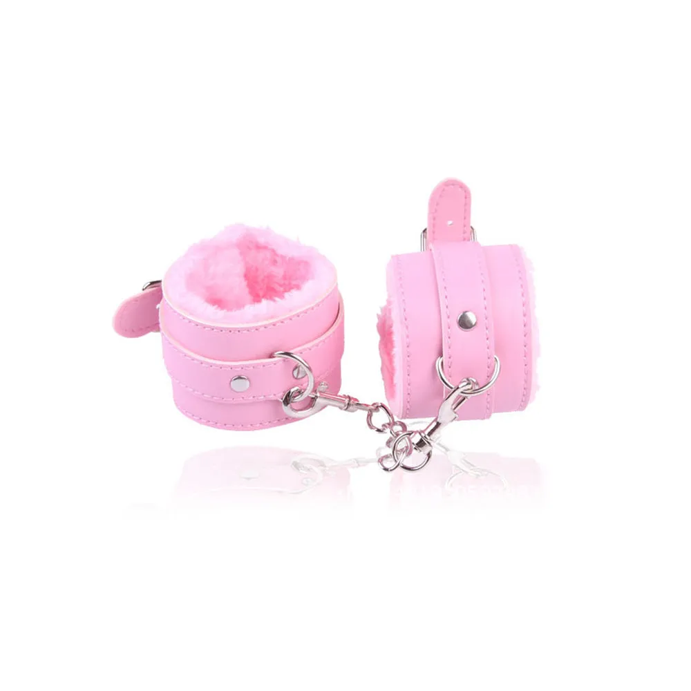PU Leather and Furry Handcuffs Adjustable Buckle Shackle Cosplay Accessory
