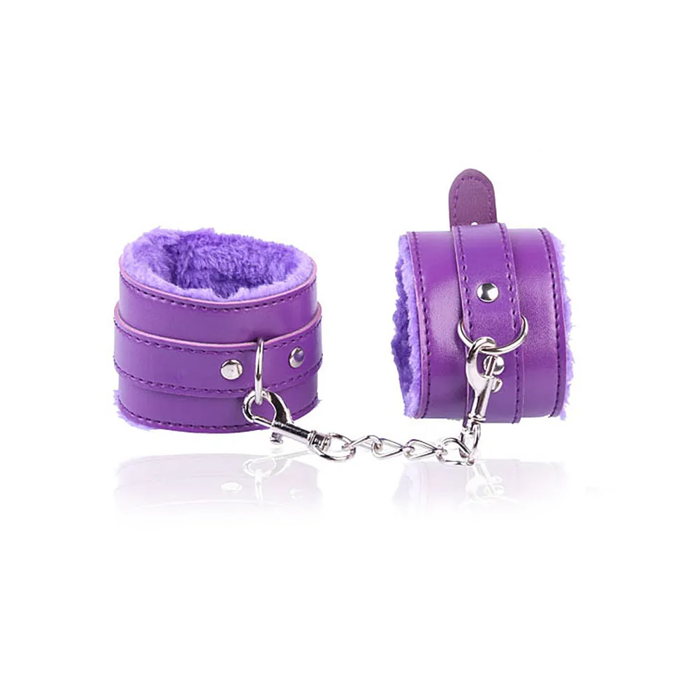 PU Leather and Furry Handcuffs Adjustable Buckle Shackle Cosplay Accessory