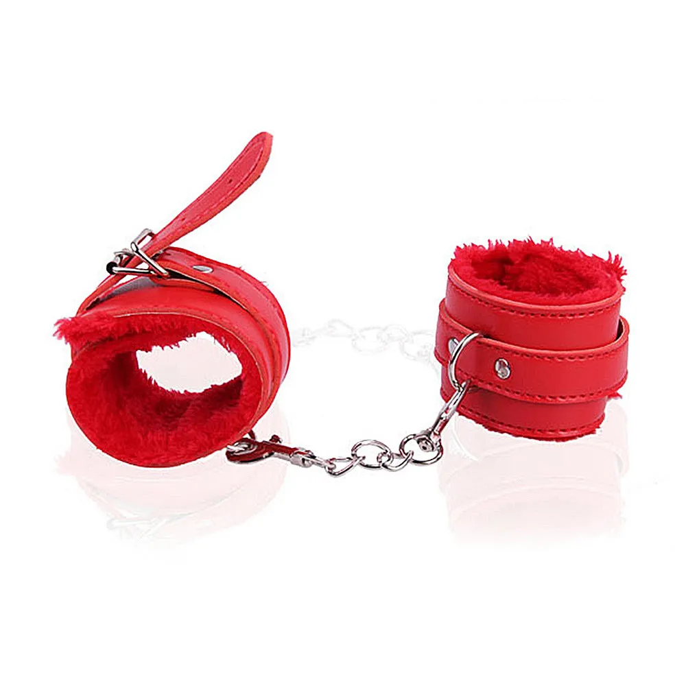 PU Leather and Furry Handcuffs Adjustable Buckle Shackle Cosplay Accessory