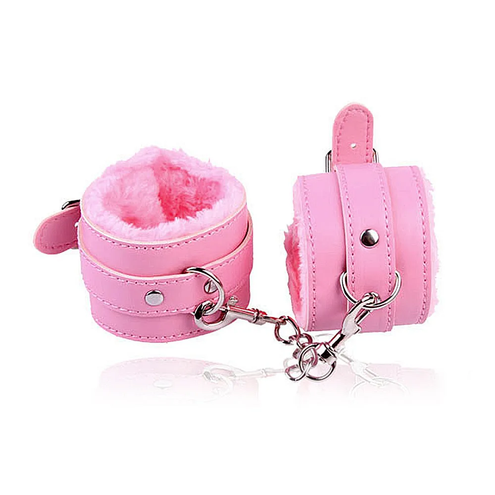 PU Leather and Furry Handcuffs Adjustable Buckle Shackle Cosplay Accessory