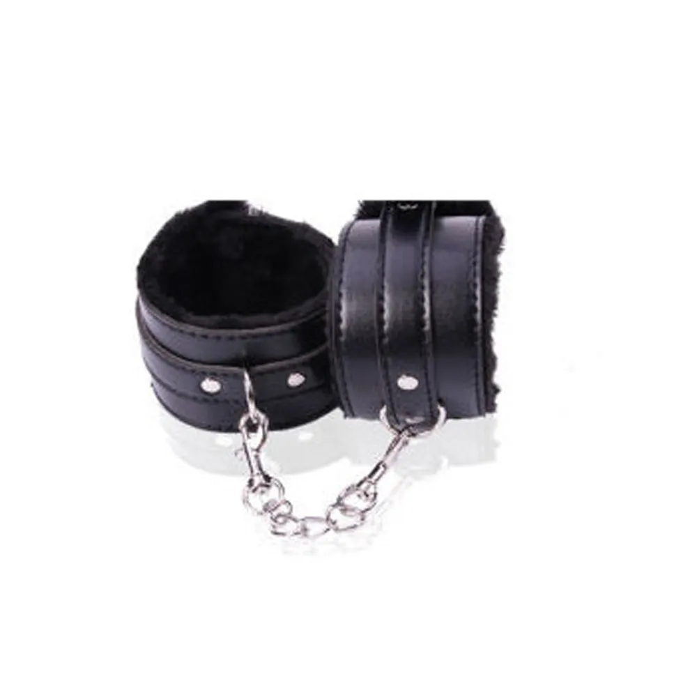 PU Leather and Furry Handcuffs Adjustable Buckle Shackle Cosplay Accessory