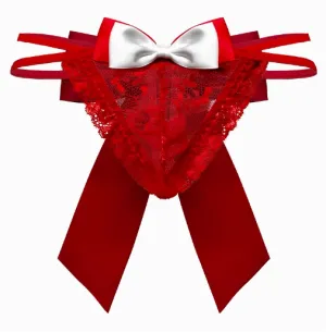 Scarlet Temptation Lace Bow Thong