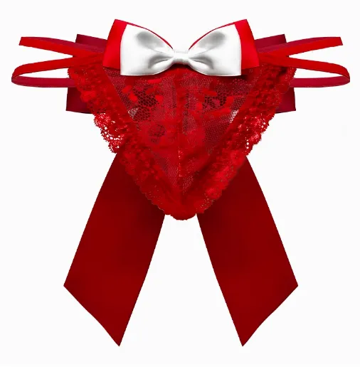 Scarlet Temptation Lace Bow Thong