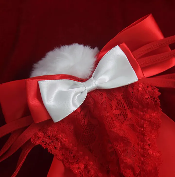Scarlet Temptation Lace Bow Thong