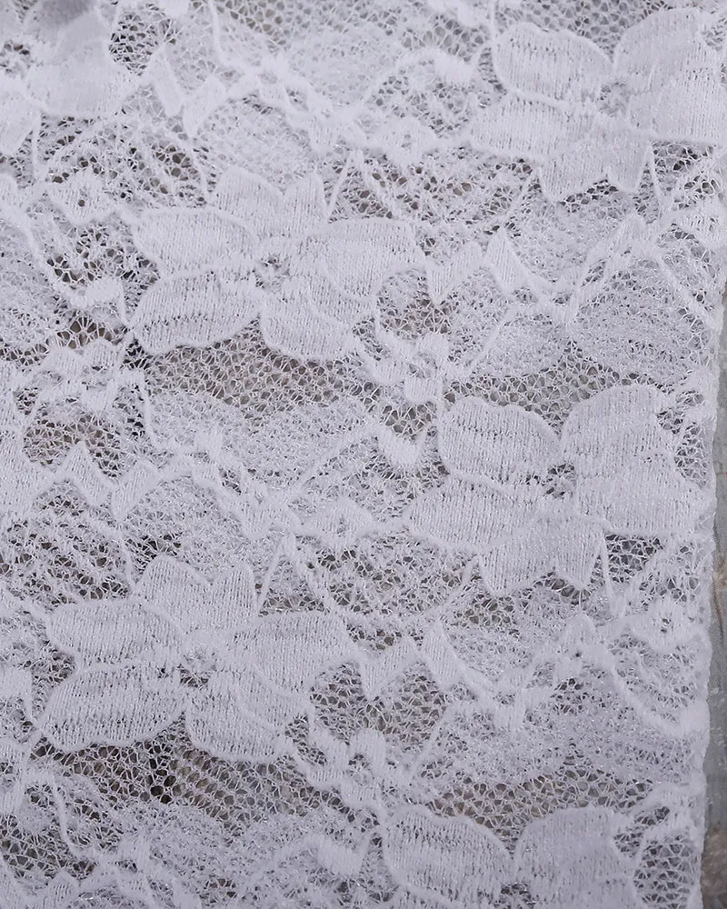 See-through Long Sleeve Lace Blouse Set