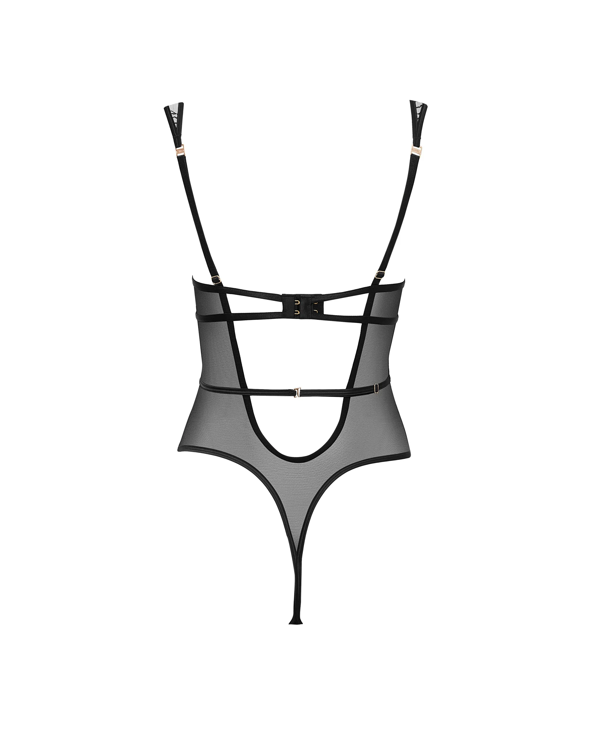 Seraphim Embroidered Sheer Bodysuit Black