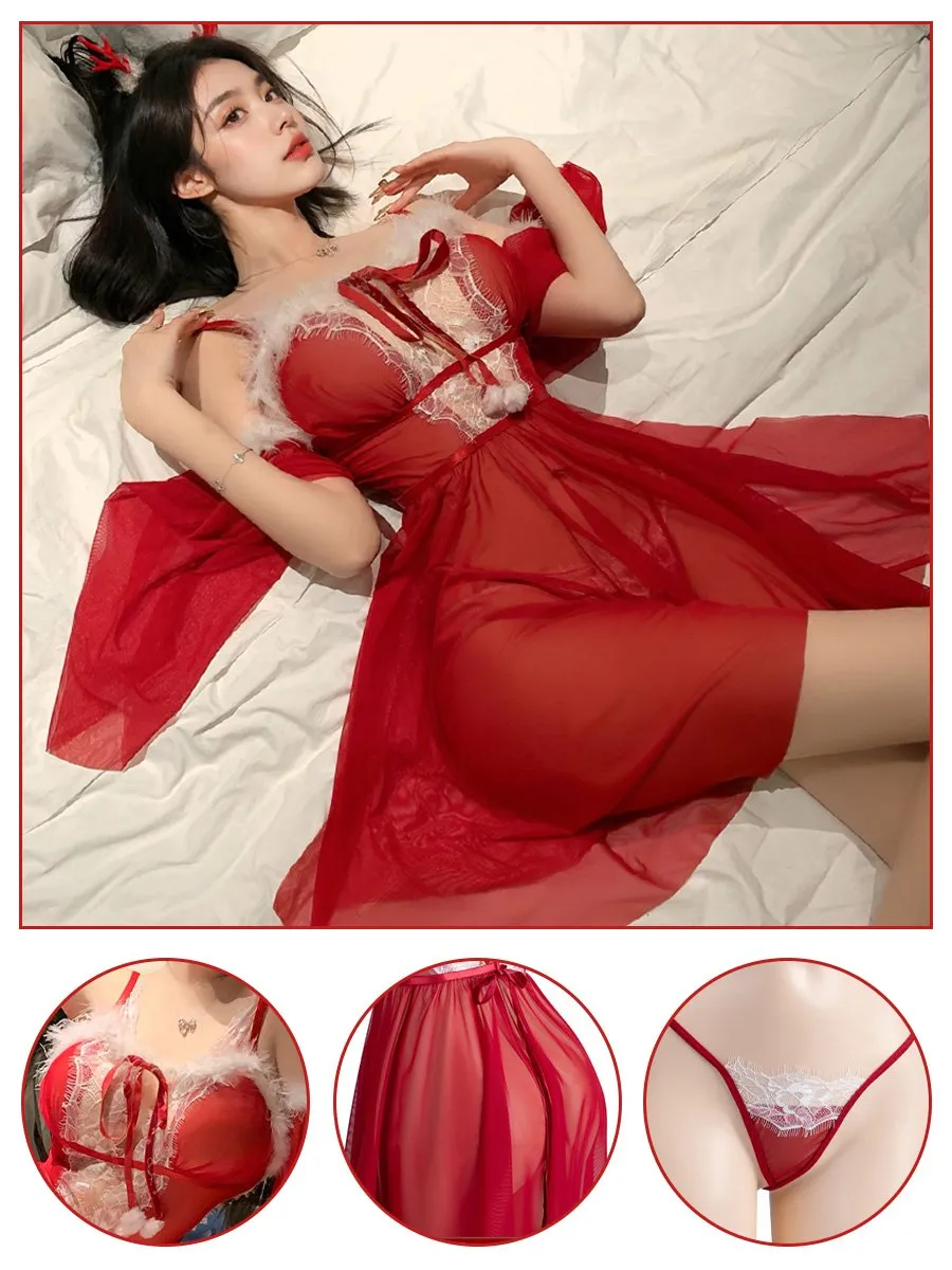 Sexy Christmas Flyaway Babydoll Dress