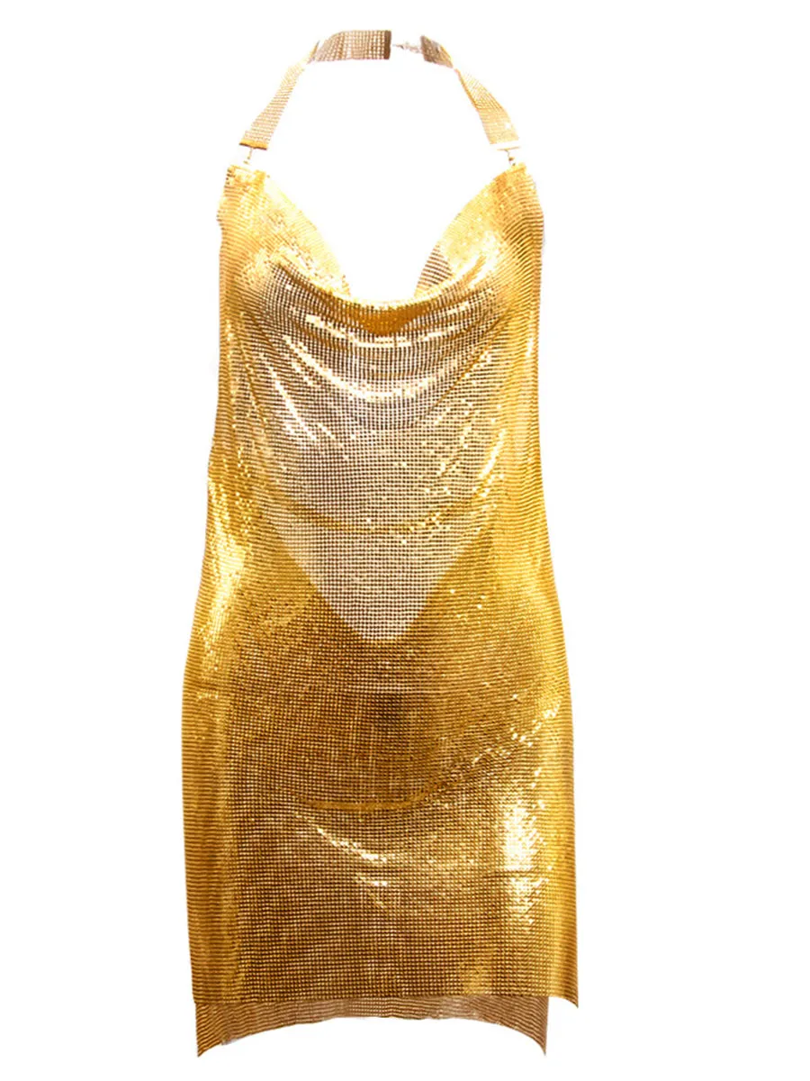 Shiny Metallic Mini Dress