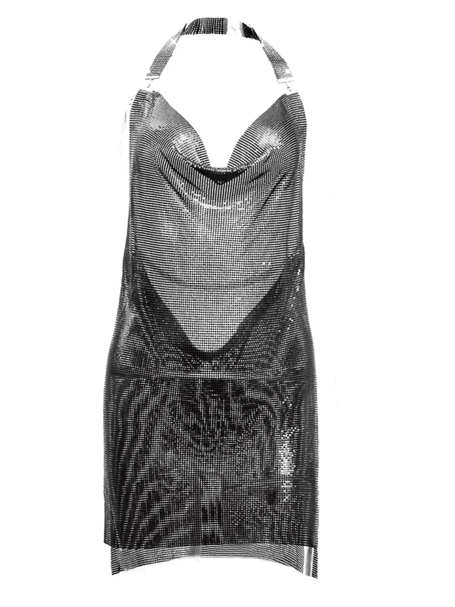 Shiny Metallic Mini Dress