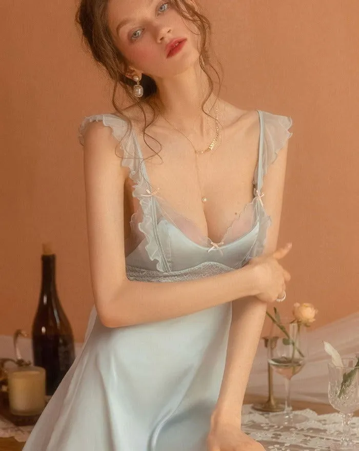Silky Blue Sexy Nightgown