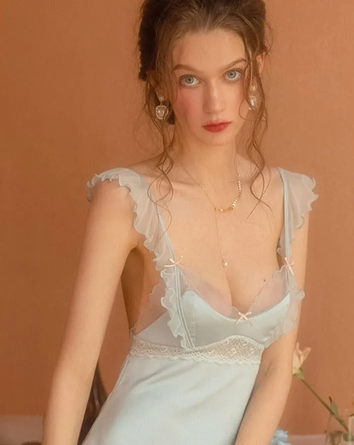 Silky Blue Sexy Nightgown