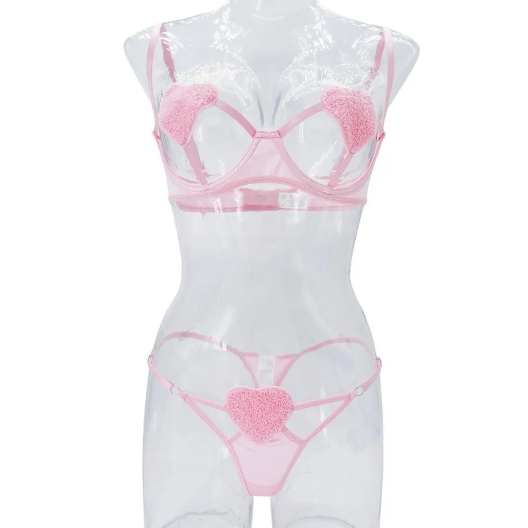 Softcore Fantasy Heart Satin Lingerie Set