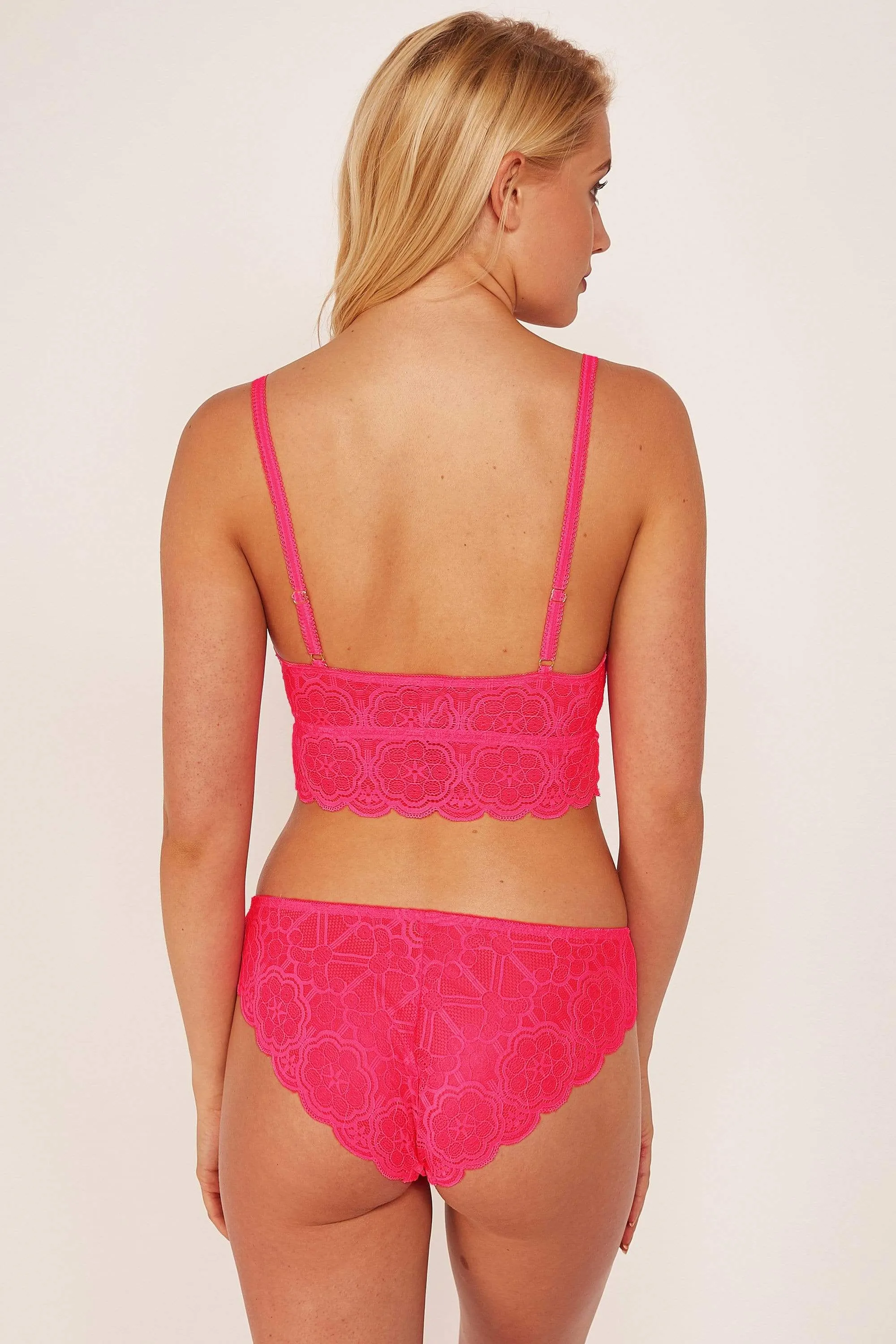 Wolf & Whistle Ariana Lace Neon Pink Bralette